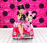 CLASSIC Black SPARKLE Pink & Black Dot Minnie Eyelet SKIRT Romper