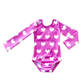 Hot Pink Hearts Long Sleeve Leotard