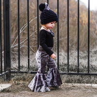 Charcoal Grey Crushed VELVET Bell Bottoms