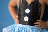 CLASSIC Black SPARKLE Baby Blue Dot Minnie Eyelet SKIRT Romper