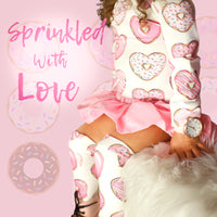 White & Pink Donut Hearts Long Sleeve Leotard