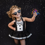 DELUXE SILVER New Years Eve Tuxedo Romper