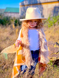 Orange Harvest Plaid w Faux Fur Trim Cape Vest (Child)