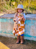 Orange Harvest Plaid w Faux Fur Trim Cape Vest (Child)