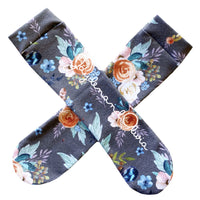 Charcoal Floral Knee High Socks