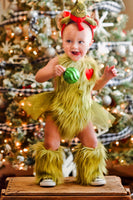 Faux Fur Grungy Grinch Romper