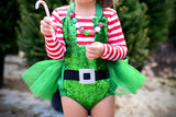 Green SPARKLE Elf Overalls Romper