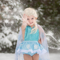 Elsa White & Blue Sparkle Snowflake Cape