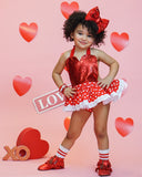 Small RED Sweetheart Eyelet VALENTINES Romper