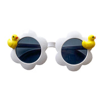 Kid's White Rubber Ducky Flower Shaped Sunglasses