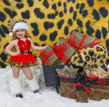 DELUXE Red CHEETAH Santa Romper