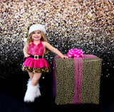 DELUXE Hot Pink CHEETAH Santa Romper