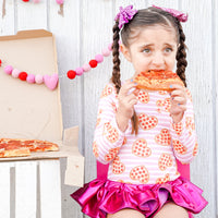 PINK Pizza Heart Stripe Long Sleeve Leotard