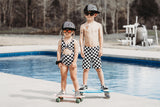 BOYS Black & White Checkered Shorts