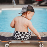 BOYS Black & White Checkered Shorts