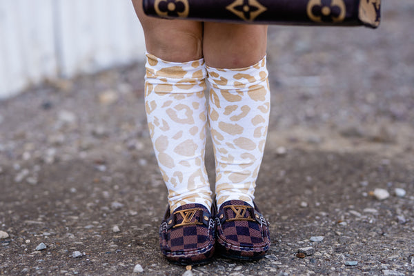 Gold Cheetah Knee High Socks