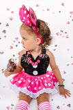 CLASSIC Black SPARKLE Bubblegum Pink Dot Minnie Eyelet SKIRT Romper