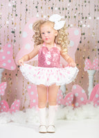 CLASSIC Light Pink & White Dot Minnie Eyelet SKIRT Romper