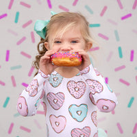 Pink & Mint Donut Hearts Long Sleeve Leotard