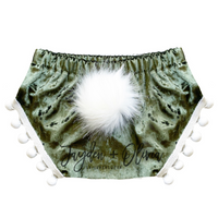 Bunny Tail OLIVE GREEN Crushed Velvet Shorties