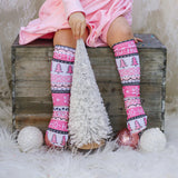 Pink HO HO HO Knee High Socks
