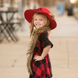 Lrg Black & Red Buffalo Plaid FAUX FUR Cape Vest