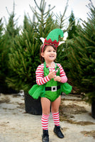 Green SPARKLE Elf Overalls Romper