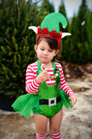 Green SPARKLE Elf Overalls Romper