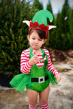 Green SPARKLE Elf Overalls Romper