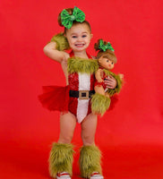 Sparkle Grungy Grinch Santa Suit Romper