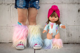 Unicorn Rainbow Faux Fur Minikane Leg Warmers