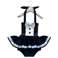 DELUXE SILVER New Years Eve Tuxedo Romper