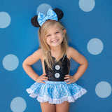 CLASSIC Black SPARKLE Baby Blue Dot Minnie Eyelet SKIRT Romper