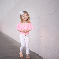 Baby Pink Off the Shoulder Flounce Leotard