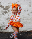Black & Orange Stripe Tiny Dot Bloomer Skirt