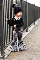 Charcoal Grey Crushed VELVET Bell Bottoms