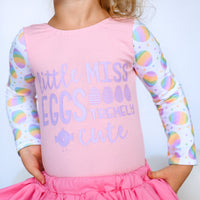 Pink Little Miss EGGStremely Cute  Long Sleeve Leotard