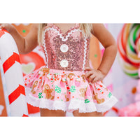 DELUXE Pink Candyland Gingerbread Romper