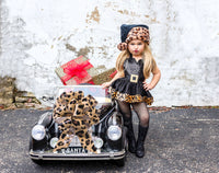 DELUXE Black CHEETAH Santa Romper