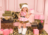 DELUXE Baby Pink CHEETAH Santa Romper