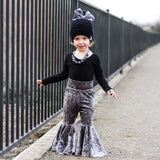 Charcoal Grey Crushed VELVET Bell Bottoms