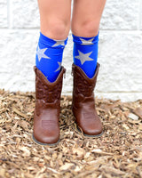 Royal Blue METALLIC Knee High Socks