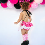 CLASSIC Black SPARKLE Bubblegum Pink Dot Minnie Eyelet SKIRT Romper