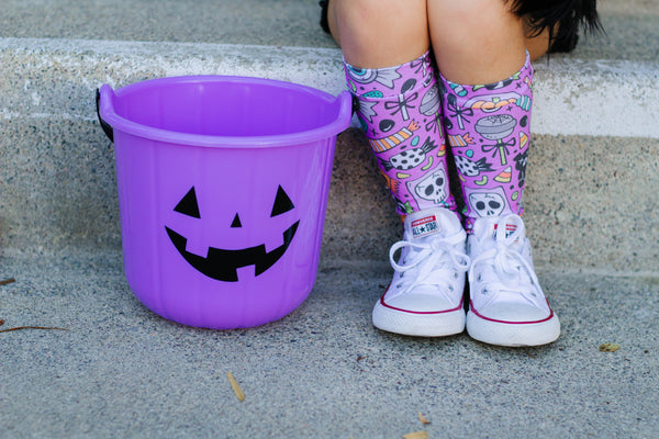 Purple Halloween Candy Knee High Socks