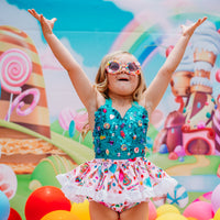 Teal DELUXE CaNdyLaNd inspired Romper