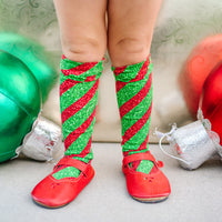 Green & Red Sparkle Stripe Leotard