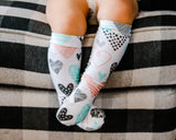 Abstract Hearts Knee High Socks