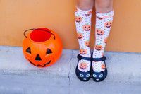 White Dot Pumpkins Knee High Socks