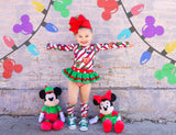 Christmas Mickey Glitter Stripes Knee High Socks