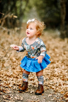 Charcoal Floral Knee High Socks